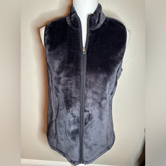 Kim Rogers black velour vest size petite small - Picture 1 of 5